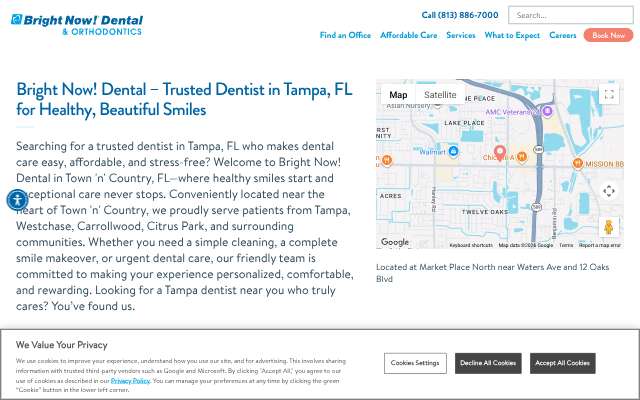 Bright Now! Dental Tampa (Town 'n' Country)'s page as the assistant saw it