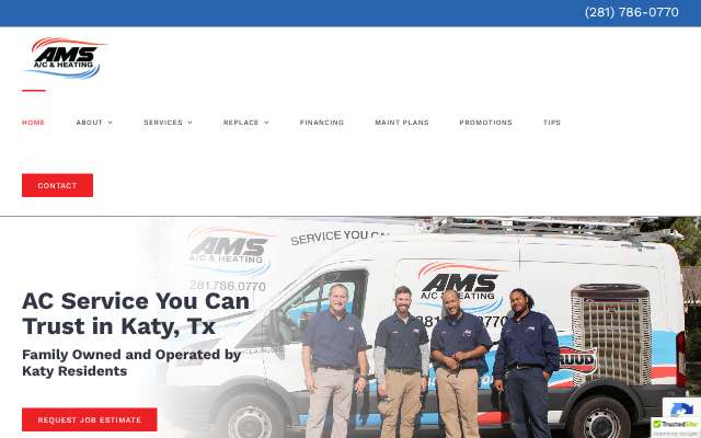 AMS A/C & Heating's page as the assistant saw it