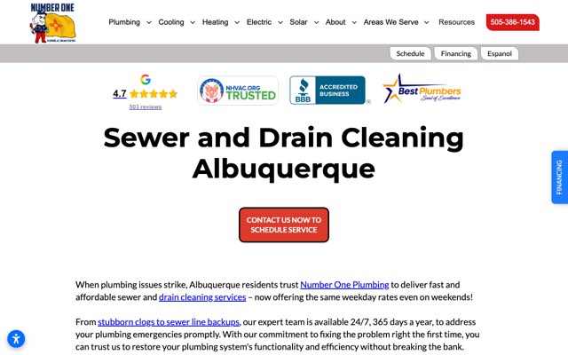 Page cited for Number One Plumbing, AC, Solar & Electric