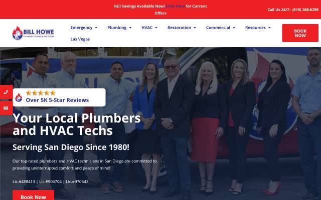 Bill Howe Plumbing, Heating & Air's page as the assistant saw it