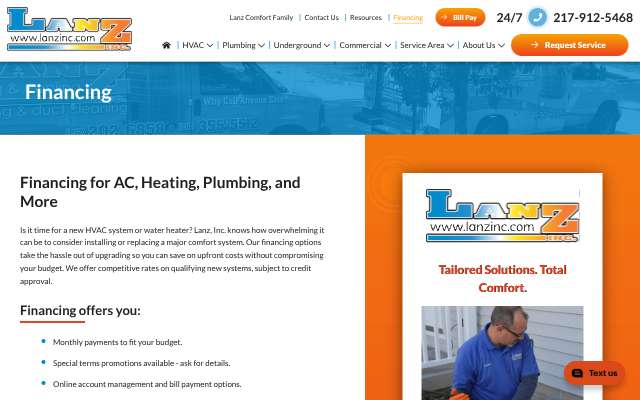 Lanz, Inc.'s page as the assistant saw it