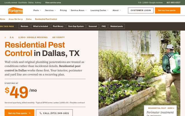 Forterra Pest Control's page as the assistant saw it