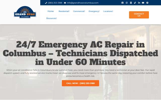 Grand HVAC Columbus's page as the assistant saw it