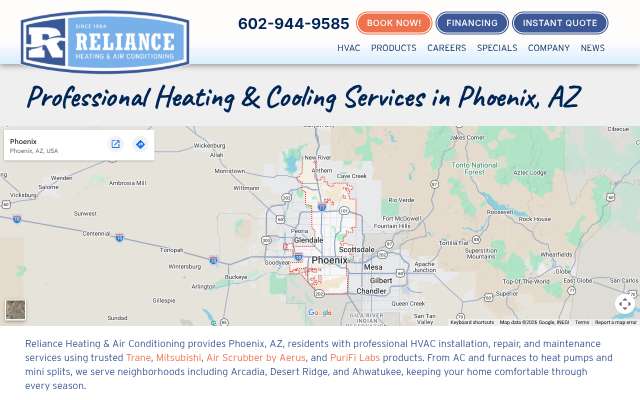 Page cited for Reliance Heating & Air Conditioning
