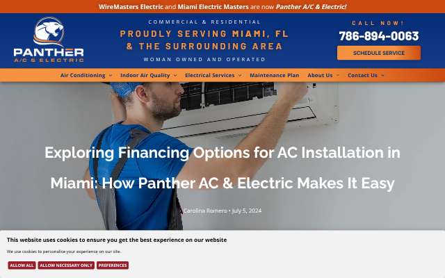 Panther AC & Electric's page as the assistant saw it