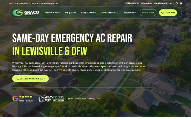 Graco Heating & Air's page as the assistant saw it