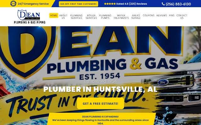 Dean Plumbing Company's page as the assistant saw it