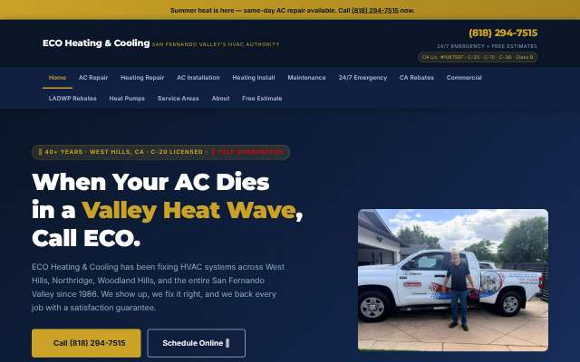 ECO Heating & Cooling's page as the assistant saw it