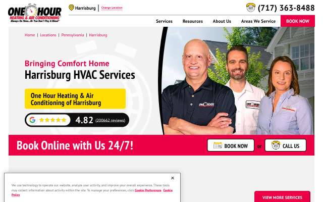 One Hour Heating & Air Conditioning's page as the assistant saw it