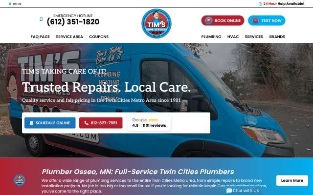 Tim's Home Services's page as the assistant saw it