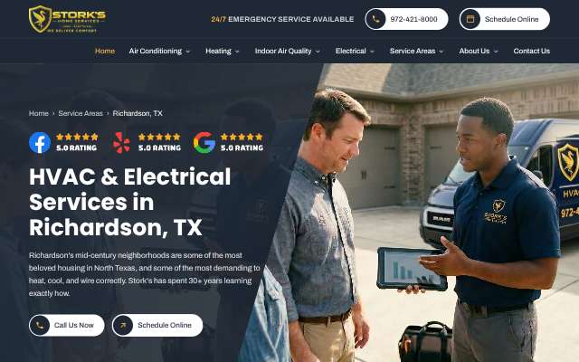Stork's Home Services's page as the assistant saw it