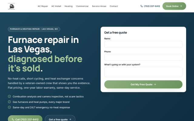 Pride Mechanical's page as the assistant saw it