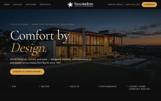Texas AirZone's page as the assistant saw it