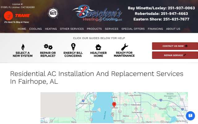 Boeschen's Heating & Cooling's page as the assistant saw it