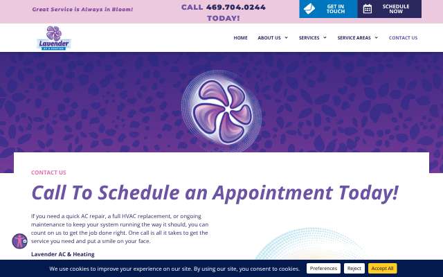 Lavender AC & Heating's page as the assistant saw it