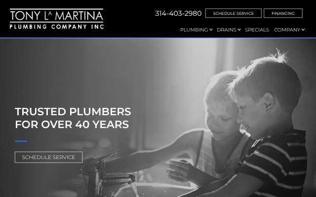 Tony LaMartina Plumbing's page as the assistant saw it