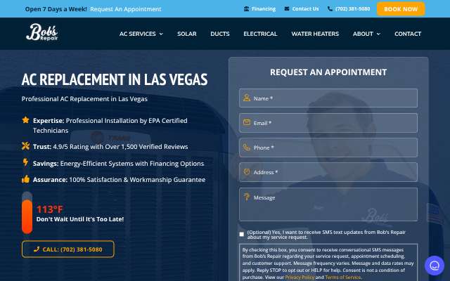 Bob's Repair's page as the assistant saw it