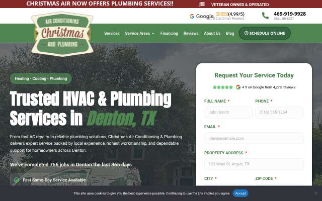 Christmas Air Conditioning & Plumbing's page as the assistant saw it