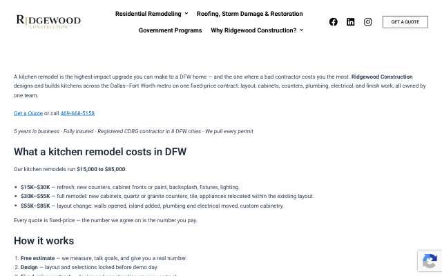 Page cited for Ridgewood Construction