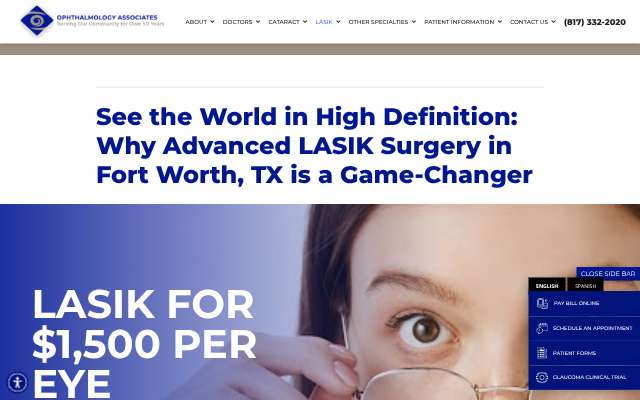 Ophthalmology Associates (Fort Worth)'s page as the assistant saw it