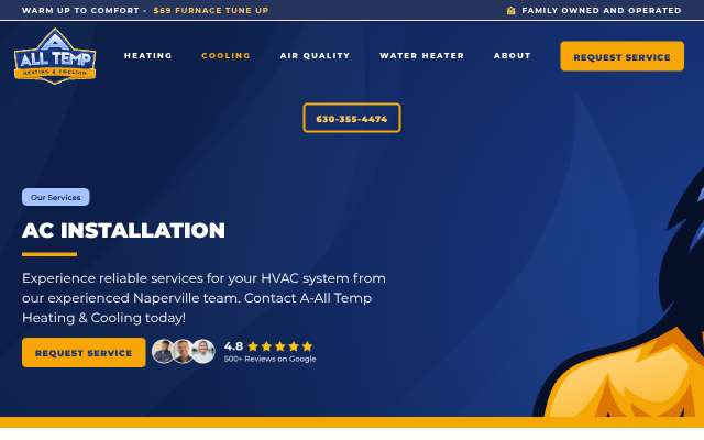 A-All Temp Heating & Cooling's page as the assistant saw it