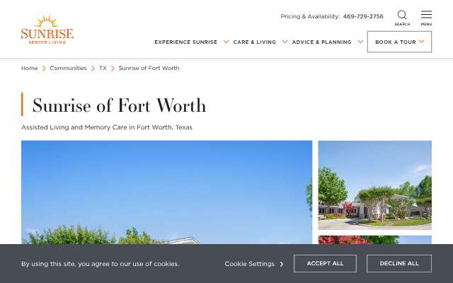 Sunrise of Fort Worth's page as the assistant saw it