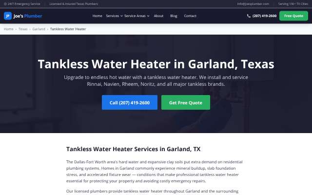 Joe's Plumber's page as the assistant saw it