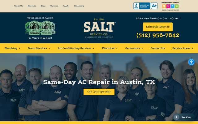SALT Service Co.'s page as the assistant saw it
