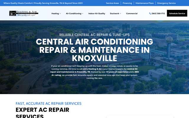 J.C.'s Heating & Air's page as the assistant saw it