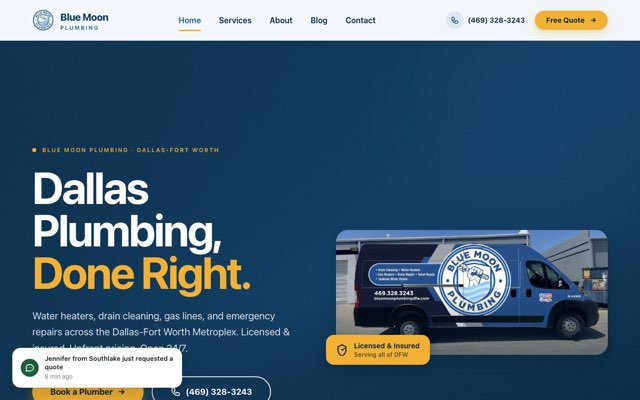 Page cited for Blue Moon Plumbing