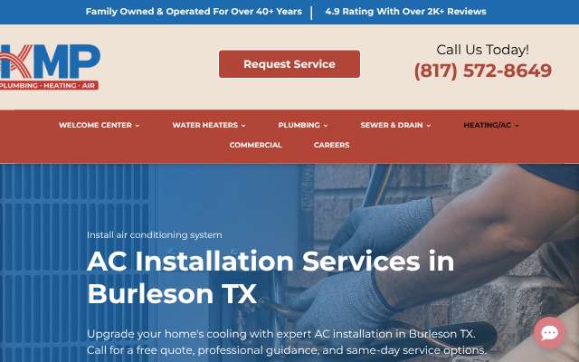 KMP Plumbing Heating Air's page as the assistant saw it