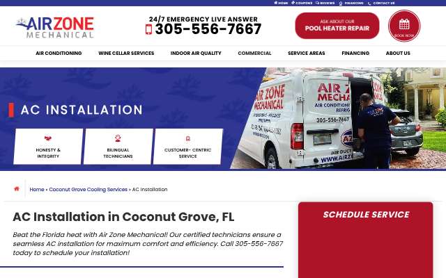 Air Zone Mechanical's page as the assistant saw it