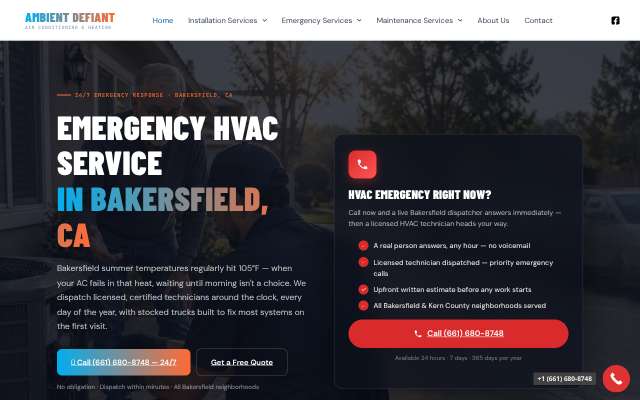 Bakersfield Emergency HVAC Pros's page as the assistant saw it