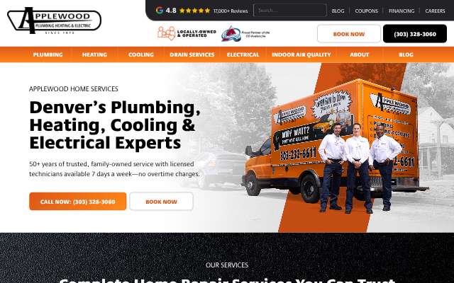 Applewood Plumbing Heating & Electric's page as the assistant saw it