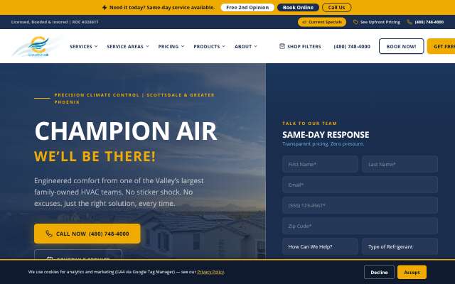 Champion Air's page as the assistant saw it
