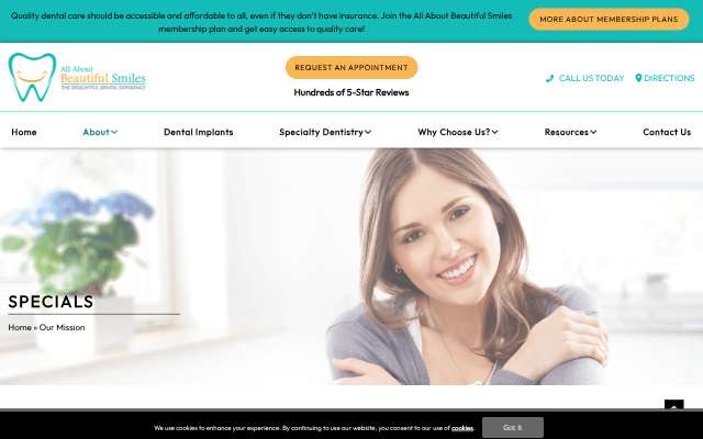 All About Beautiful Smiles's page as the assistant saw it