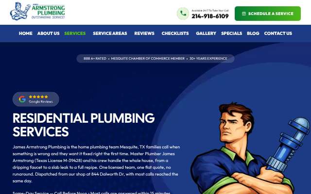 James Armstrong Plumbing's page as the assistant saw it
