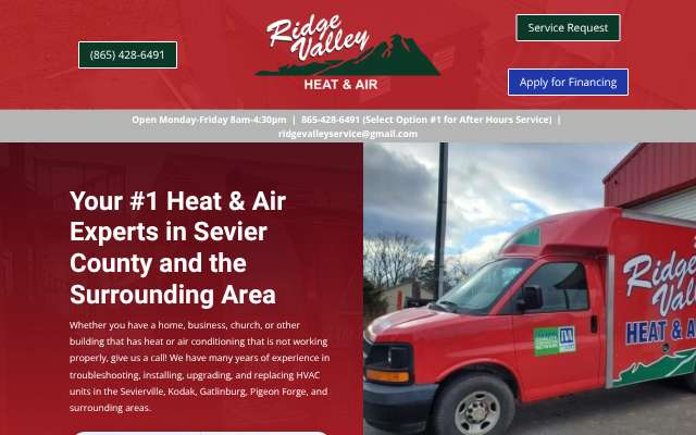 Ridge Valley Heat & Air's page as the assistant saw it