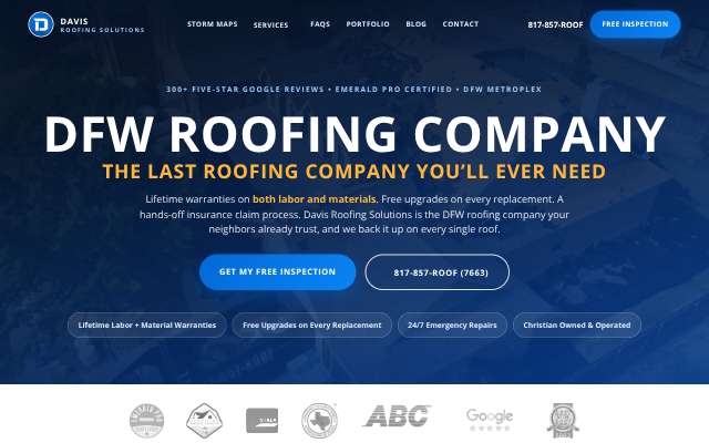 Davis Roofing Solutions's page as the assistant saw it