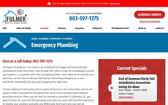 Fulmer Heating & Cooling's page as the assistant saw it