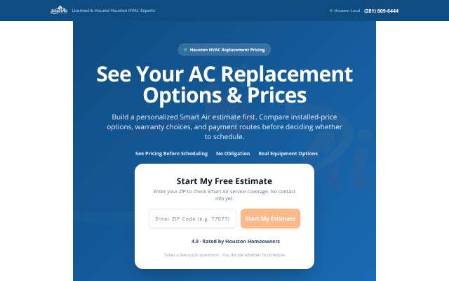 SmartAir Estimator's page as the assistant saw it