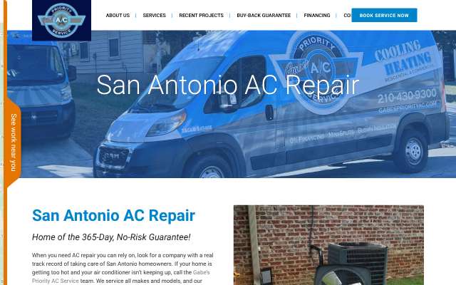 Gabe's Priority AC Service's page as the assistant saw it