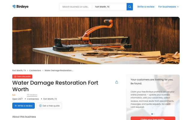 Page cited for Water Damage Restoration Fort Worth