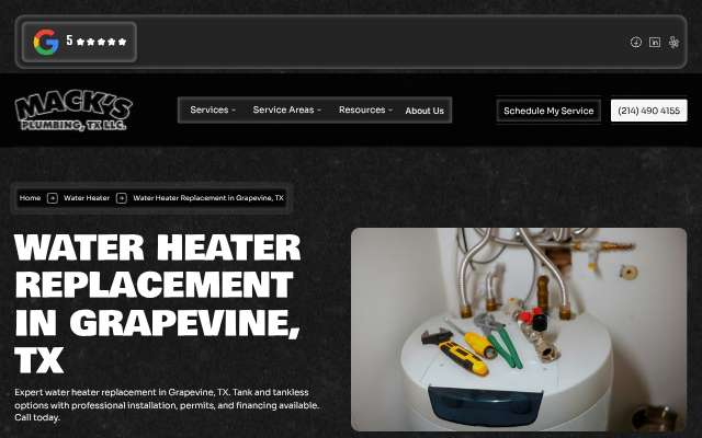 Mack's Plumbing's page as the assistant saw it
