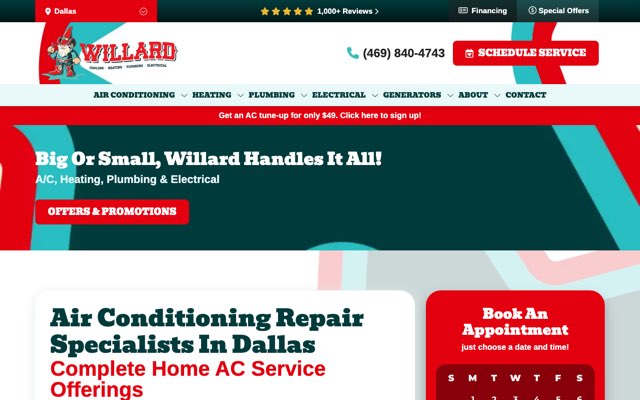 Page cited for Willard Air Conditioning, Plumbing & Electrical
