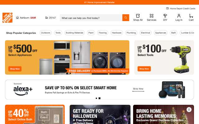 The Home Depot's page as the assistant saw it