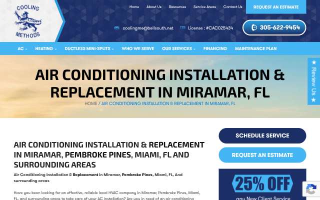 Cooling Methods's page as the assistant saw it