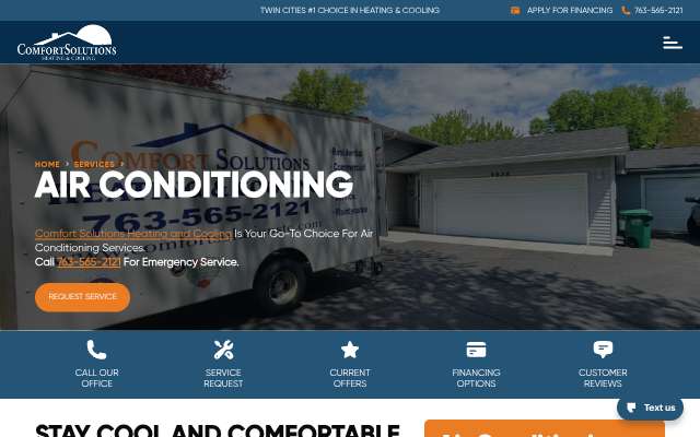 Comfort Solutions Heating and Cooling's page as the assistant saw it