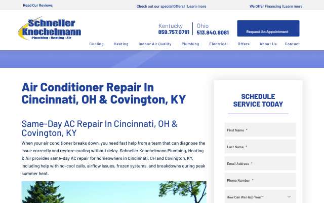 Schneller Knochelmann Plumbing, Heating & Air's page as the assistant saw it