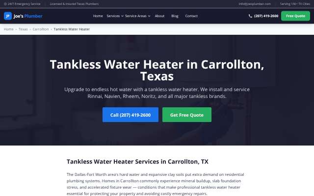 Joe's Plumber's page as the assistant saw it